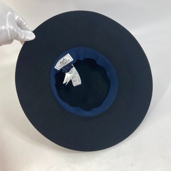 HERMES rope hat Wool x Leather - Picture 3 of 14